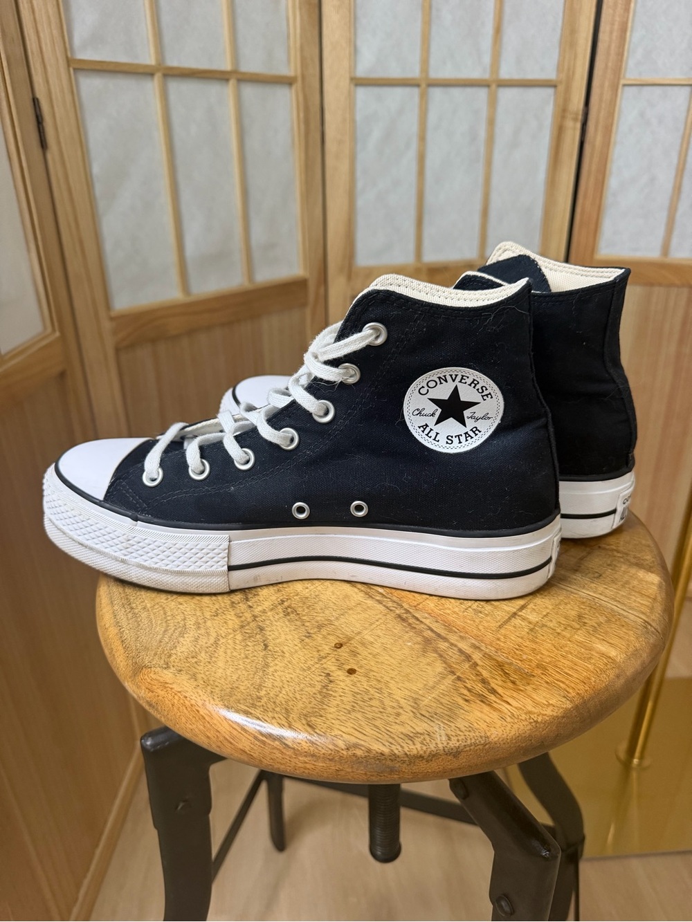 Converse Black and White High Top Sneakers - Picture 4 of 8